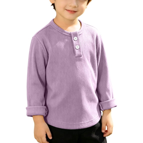 BXJX Boys Long Sleeve Shirts, Ribbed Spring and Fall Crew Neck Casual ...