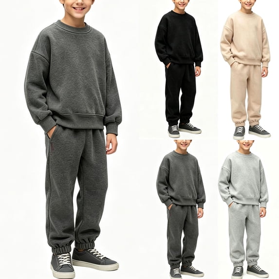 BXJX Boys Outfit Sets Size 8, 2 Piece Sports Long Sleeve Spring Fall Sweatshirt and Jogger Pants Sets
