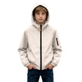 thumbnail image 1 of BXJX Boys Rain Jackets, Full Zip Hooded Windproof Water Resistant Windbreaker with Pockets Beige Size 14-15 T, 1 of 9