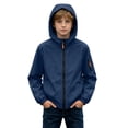 thumbnail image 1 of BXJX Boys Rain Jackets, Full Zip Water Resistant Windproof Hooded Windbreaker with Pockets Navy Size 14-15 T, 1 of 9