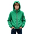 thumbnail image 1 of BXJX Boys Rain Jackets, Water Resistant Full Zip Hooded Windproof Windbreaker with Pockets Green Size 6-7 T, 1 of 9