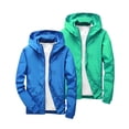 thumbnail image 1 of BXJX Girls Rain Jackets, Windproof Full Zip Long Sleeve 2 Piece Kids Windbreaker with Hooded Dark Gray Size 5-6 T, 1 of 6