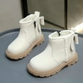 thumbnail image 1 of BXJX Children's Winter Boots- Casual Thickened Fashion Zipper Side Ankle Boots White Size 6, 1 of 4