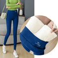 thumbnail image 1 of BXJX Fleece Lined Leggings Women- Print High Waist Casual Winter Fashion Keep Warm Long Pants Blue Size L, 1 of 9
