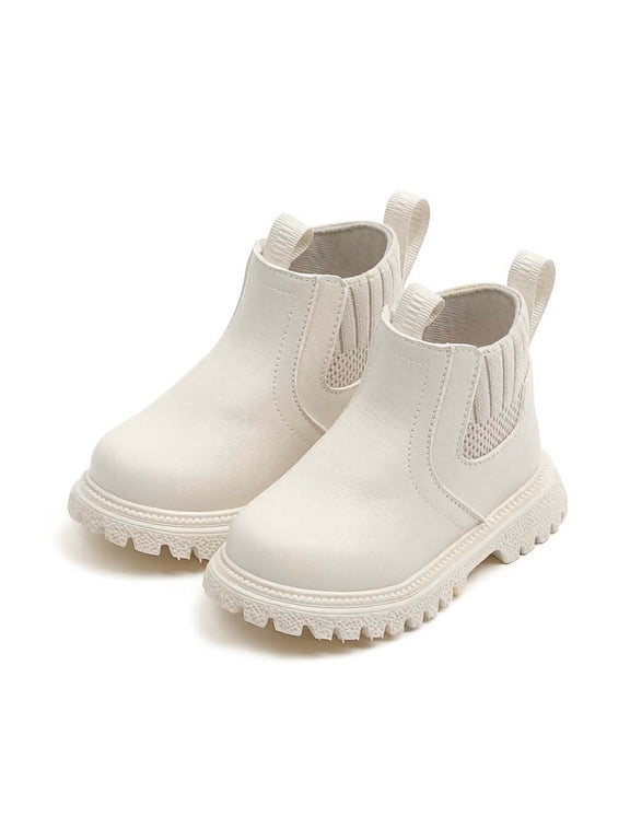 Girls Ankle Boots, Fall Winter Slip-Resistant School Zipper Kids Causal Boots Beige Size 12 Little Kids