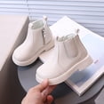 thumbnail image 1 of BXJX Girls Ankle Boots, Non-Slip Casual Zipper Thick Sole Fall Winter Boots Beige Size 11 Little Kids, 1 of 8