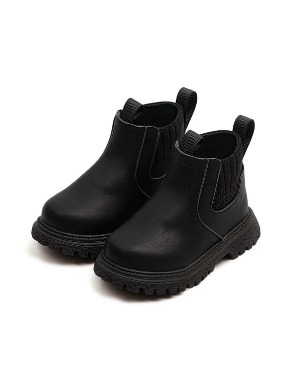 Girls Ankle Boots, Slip-Resistant School Zipper Fall Winter Kids Causal Boots Black Size 8 Toddler