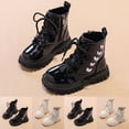 thumbnail image 1 of BXJX Girls Ankle Boots with Zipper, Slip-Resistant Soft Sole Fall Winter Casual Lace Up Boots Black Size 13 Little Kids, 1 of 6