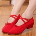 thumbnail image 1 of BXJX Girls Ballet Shoes, Non-slip Low Heel Soft-sole Breathable Canvas Kids Dance Shoes with Strap Red Size 12.5(Little Kids), 1 of 9