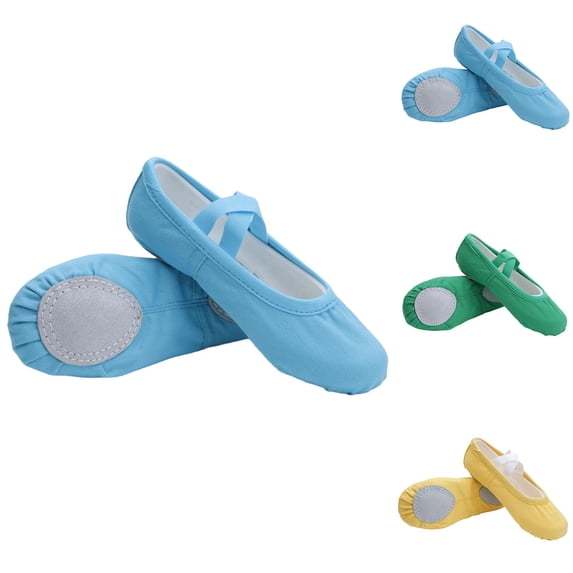 BXJX Girls Ballet Shoes Size 3(Big Kids), Soft-sole Slip-resistant Practice Dance Dance Slippers with Strap Blue Size 3(Big Kids)