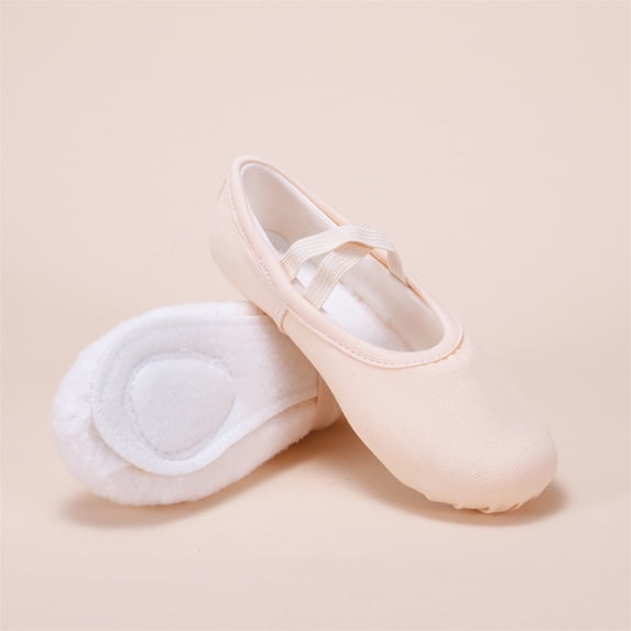 BXJX Girls Ballet Shoes, Slip-resistant Soft-sole Dance Performance Dance Slippers with Strap Beige Size 1.5(Big Kids)