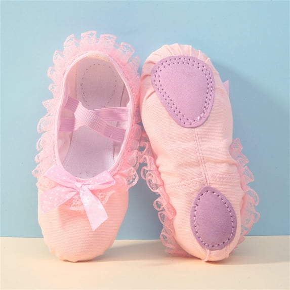 BXJX Girls Ballet Shoes, Slip-resistant Soft-sole Lace Dance Dance Shoes for Kids Beige Size 9(Toddler)
