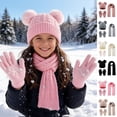 thumbnail image 1 of BXJX Girls Beanie Scarf Gloves Winter Sets, 3 Pack Outdoor Warm Knitted Winter Warm Accessories Pink Size 3-12 T, 1 of 6