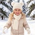 thumbnail image 1 of BXJX Girls Beanie Scarf Gloves Winter Sets, Warm Knitted Outdoor 3 Pack Winter Warm Accessories White Size 3-12 T, 1 of 5