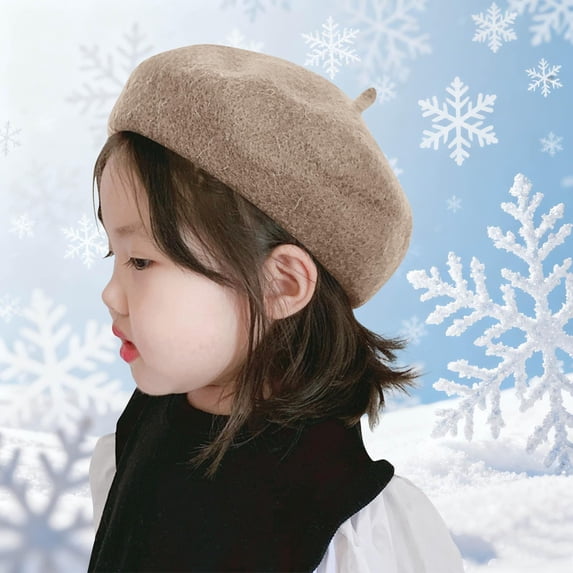 BXJX Girls Beret Hats, Soft Fall Winter Warm Casual Kids Casual Hats Coffee Size 2 T