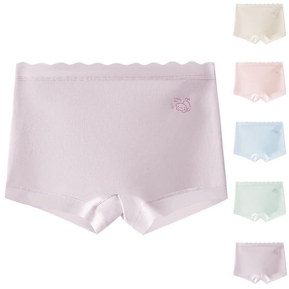 BXJX Girls Boxer Briefs Size 8 T, Breathable Cotton Solid Color Soft Kids Underwear Purple