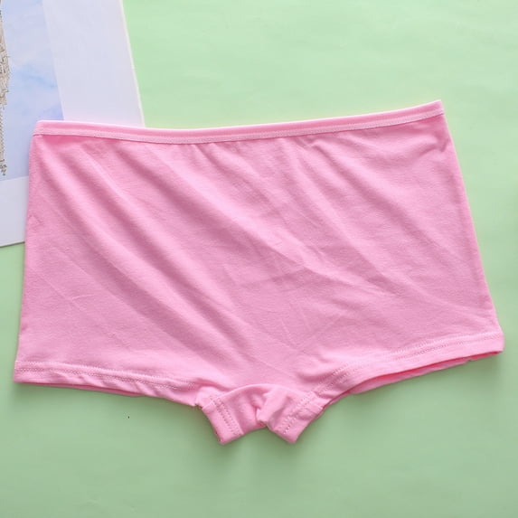 BXJX Girls Boxer Briefs, Stretch Solid Color Breathable Cotton Kids Underwear Pink Size 14-15 T