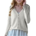 thumbnail image 1 of BXJX Girls Cardigan Sweaters, Casual V Neck Button Down Long Sleeve Fall Knit Layering Tops Gray Size 6-7 T, 1 of 5