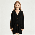 thumbnail image 1 of BXJX Girls Cardigan Sweaters, Mid-length Long Sleeve Knitted Button Down Fall Cardigans with Pockets Black Size 7-8 T, 1 of 6
