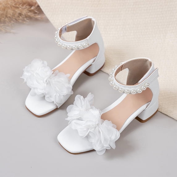 BXJX Girls Casual Sandals, Open Toe Fashion Adjustable Strap Slip-Resistant Summer Shoes White Size 11(Little Kids)