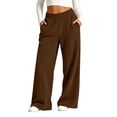 thumbnail image 1 of BXJX Girls Corduroy Pants 10/12, Fashion Fall Elastic Waist Wide‑Leg Casual Trousers with Pockets Brown, 1 of 8