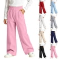 thumbnail image 1 of BXJX Girls Corduroy Pants Size 14-16, Outdoor Elastic Waist Straight Leg School Kids Casual Pants Pink, 1 of 8