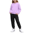 thumbnail image 1 of BXJX Girls Cotton Outfit Sets, 2 Piece Fleece-lined Warm Long Sleeve Sweatshirts and Joggers Sets Beige Size 9-10 T, 1 of 8