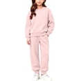 thumbnail image 1 of BXJX Girls Cotton Outfit Sets Long Sleeve, School 2 Piece Pullover Sweatshirts and Jogger Pants Sets Pink Size 7-8 T, 1 of 9