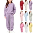 thumbnail image 1 of BXJX Girls Cotton Outfit Sets Size 7-8,Long Sleeve 2 Piece Pullover School Sweatshirts and Jogger Pants Sets Purple, 1 of 10