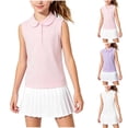 thumbnail image 1 of BXJX Girls Cotton T-shirts Siz 10 T, School Sleeveless Sports Collared Summer Tops for Kids Pink, 1 of 10