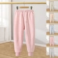 thumbnail image 1 of BXJX Girls Cotton Thermal Pants, Fleece Lined Stretchy Elastic Waist Casual Kids Loungewear Pants Pink Size 7-8 T, 1 of 8