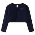 thumbnail image 1 of BXJX Girls Cropped Cardigans, Knitted Long Sleeve School Open Front Kids Fall Shrugs Navy Size 1-2 T, 1 of 9