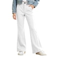 thumbnail image 1 of BXJX Girls Flare Pants, Side Pockets Fall Fashion Zip-Button Kids Casual Trousers White Size 5-6 T, 1 of 6