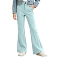 thumbnail image 1 of BXJX Girls Flare Pants, Side Pockets Zip-Button Fall Fashion Kids Casual Trousers Mint Green Size 5-6 T, 1 of 6