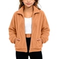 thumbnail image 1 of BXJX Girls Fleece Jackets, Long Sleeve Stand Collar Zip‑Up Casual Outerwear with Pockets Khaki Size 12-13 T, 1 of 9