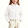 thumbnail image 1 of BXJX Girls Fleece Jackets, Zip‑Up Stand Collar Casual Warm Cropped Outerwear White Size 5-6 T, 1 of 7