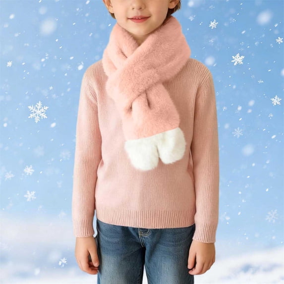 BXJX Girls Fleece Scarf, Lightweight Casual Warm Thick Neck Warmer for Winter Pink Size Free Size