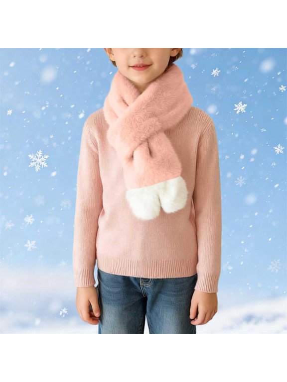 Girls Fleece Scarf, Lightweight Casual Warm Thick Neck Warmer for Winter Pink Size Free Size