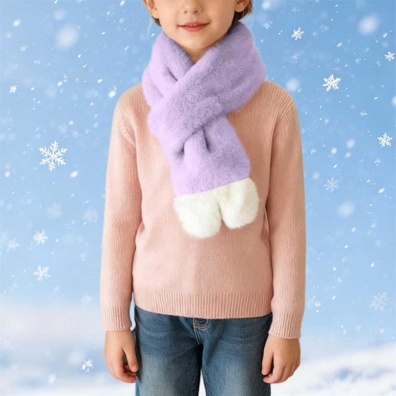 BXJX Girls Fleece Scarf, Warm Casual Lightweight Thick Neck Warmer for Winter Purple Size Free Size