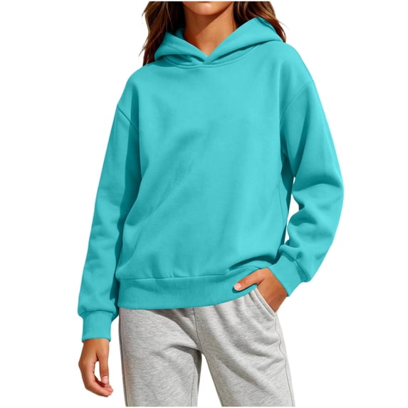 BXJX Girls Hoodies, Casual Long Sleeve Cotton Spring Fall Sweatshirts with Pockets Sky Blue Size 2-3 T