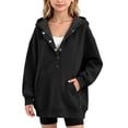 thumbnail image 1 of BXJX Girls Hoodies, Warm Front Pockets Long Sleeve Half Button Fall Pullover Sweatshirts Black Size 4-5 T, 1 of 6