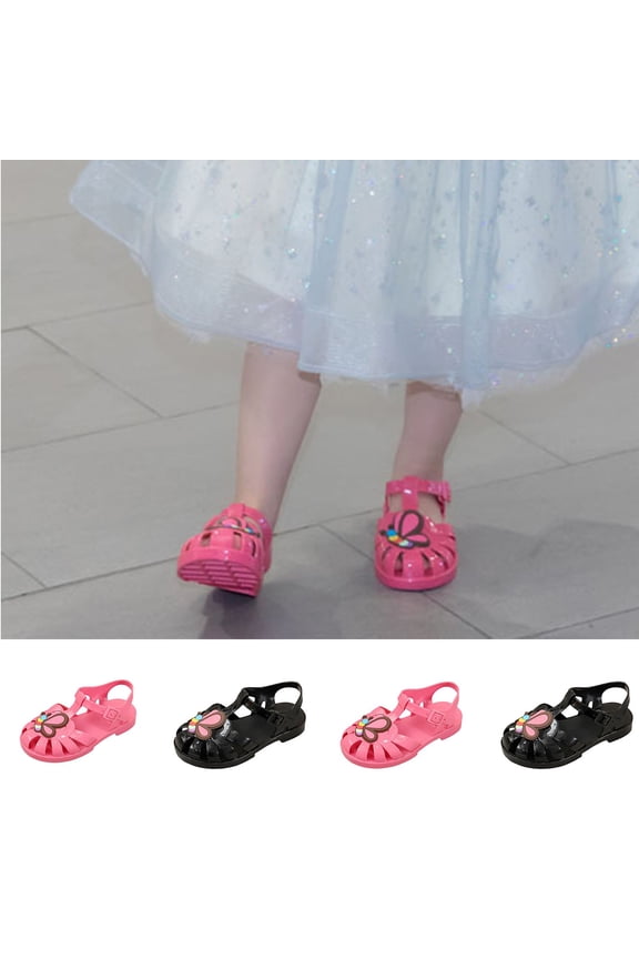 Girls Jelly Sandals , Beach Ankle Strap Closed Toe Slip-Resistant Kids Girl Shoes Watermelon Red Size 1.5(Big Kids)