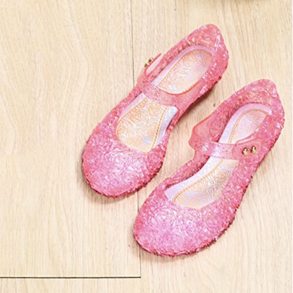 BXJX Girls Jelly Sandals , Non Slip Closed Toe Breathable Ankle Strap Summer Shoes Pink Size 11(Little Kids)