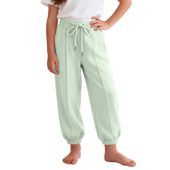 BXJX Girls Jogger Sweatpants, Drawstring Elastic Waist Casual Comfortable Kids Pants with Pockets Green Size 3-4 T