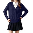 thumbnail image 1 of BXJX Girls Knit Cardigan Sweaters 7-16, Long Sleeve Cotton School Uniform Button Down Casual Cardigans with Pockets Navy, 1 of 6