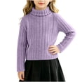 thumbnail image 1 of BXJX Girls Knit Sweaters 14-16, Long Sleeve Turtleneck Casual Warm Fall Pullover Tops Purple, 1 of 6