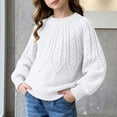 thumbnail image 1 of BXJX Girls Knit Sweaters, Crew Neck Soft Long Sleeve Warm Pullover Tops for Fall Winter White Size 6-8 T, 1 of 6