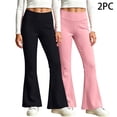 thumbnail image 1 of BXJX Girls Leggings 2 Pieces 10-12, Sports Elastic Waist Stretchy Slim Base Layer Flare Pants, 1 of 8