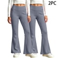 thumbnail image 1 of BXJX Girls Leggings 2 Pieces, Elastic Waist Sports Stretchy Slim Base Layer Flare Pants Gray Size 6-7 T, 1 of 7