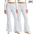 thumbnail image 1 of BXJX Girls Leggings 2 Pieces, Slim Stretchy Elastic Waist Sports Base Layer Flare Pants White Size 12-13 T, 1 of 7